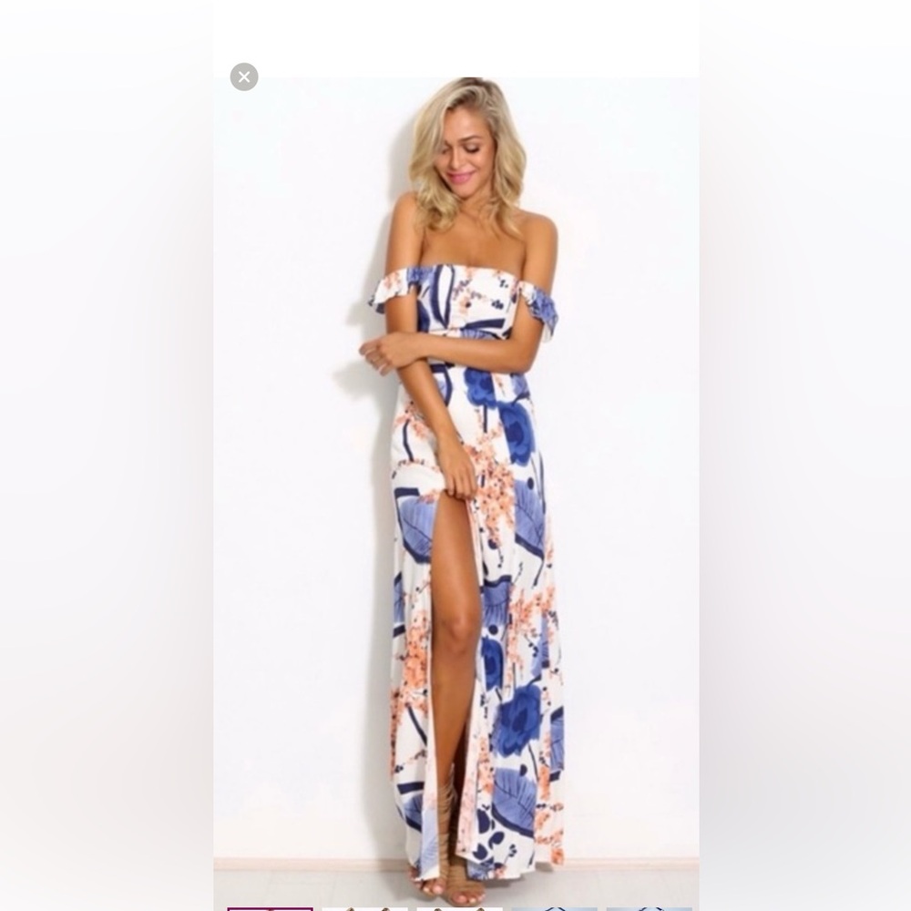 Hello Molly Off the Shoulder‎ Printed Floral Maxi Dress Size AU 8 or US 4